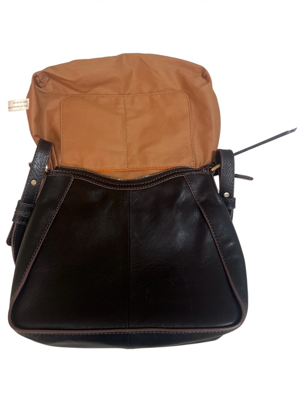 HOBO International Black Leather crossbody Bag Brown Trim Adjustable Strap - Picture 3 of 6